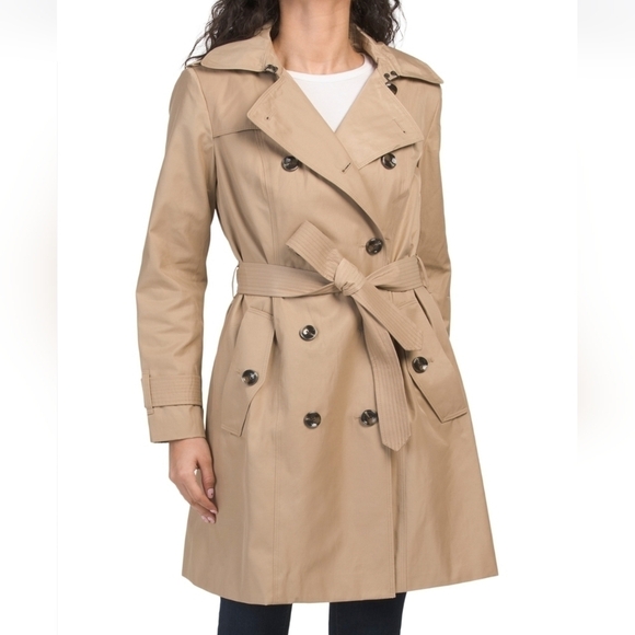 London Fog Plus Double Breasted Belted Trench Coat - Picture 1 of 15